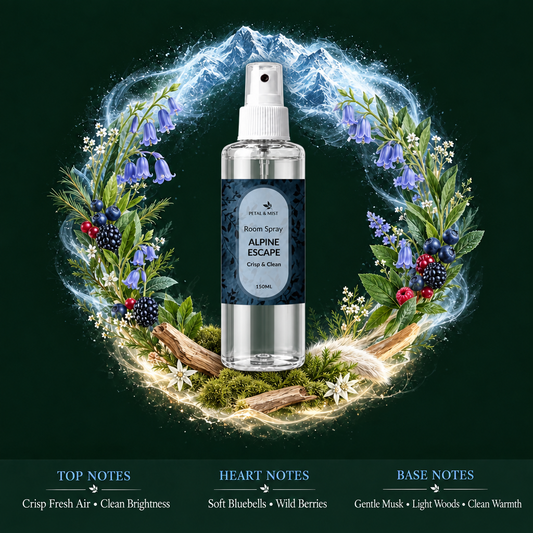 Alpine Escape scent-note image with the supplied bottle