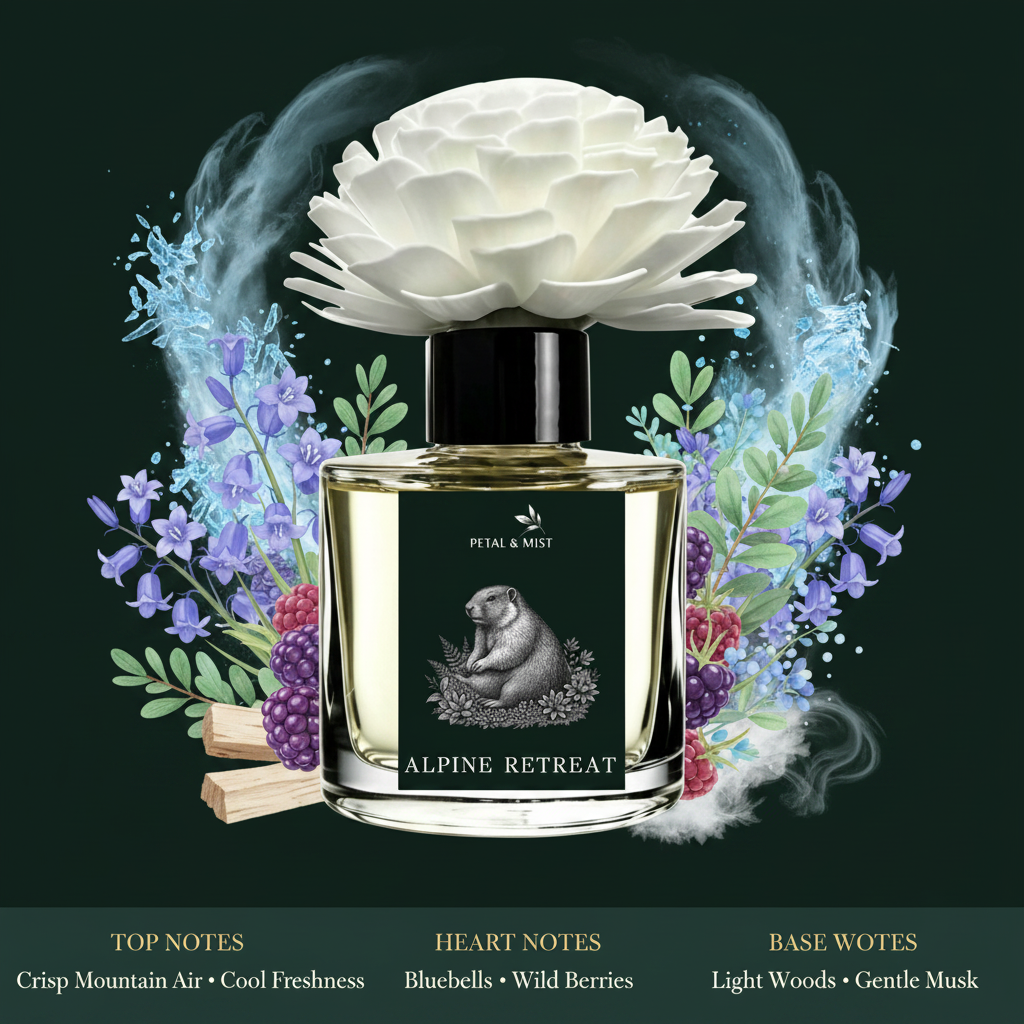 Alpine Retreat Diffuser Scent Notes - Green Background