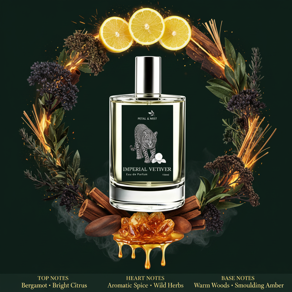Imperial Vetiver Scent Notes - #0e1f18 Background