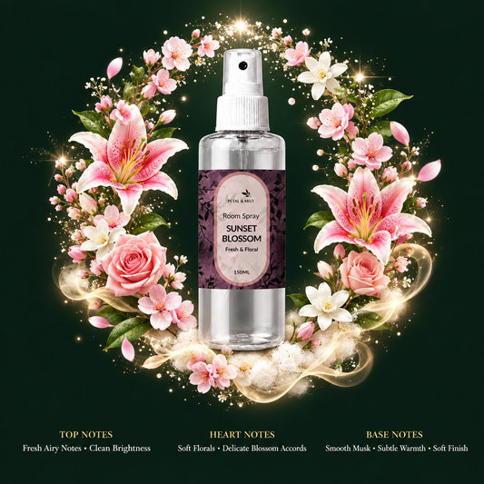 Sunset Blossom scent-note image in the requested wreath format