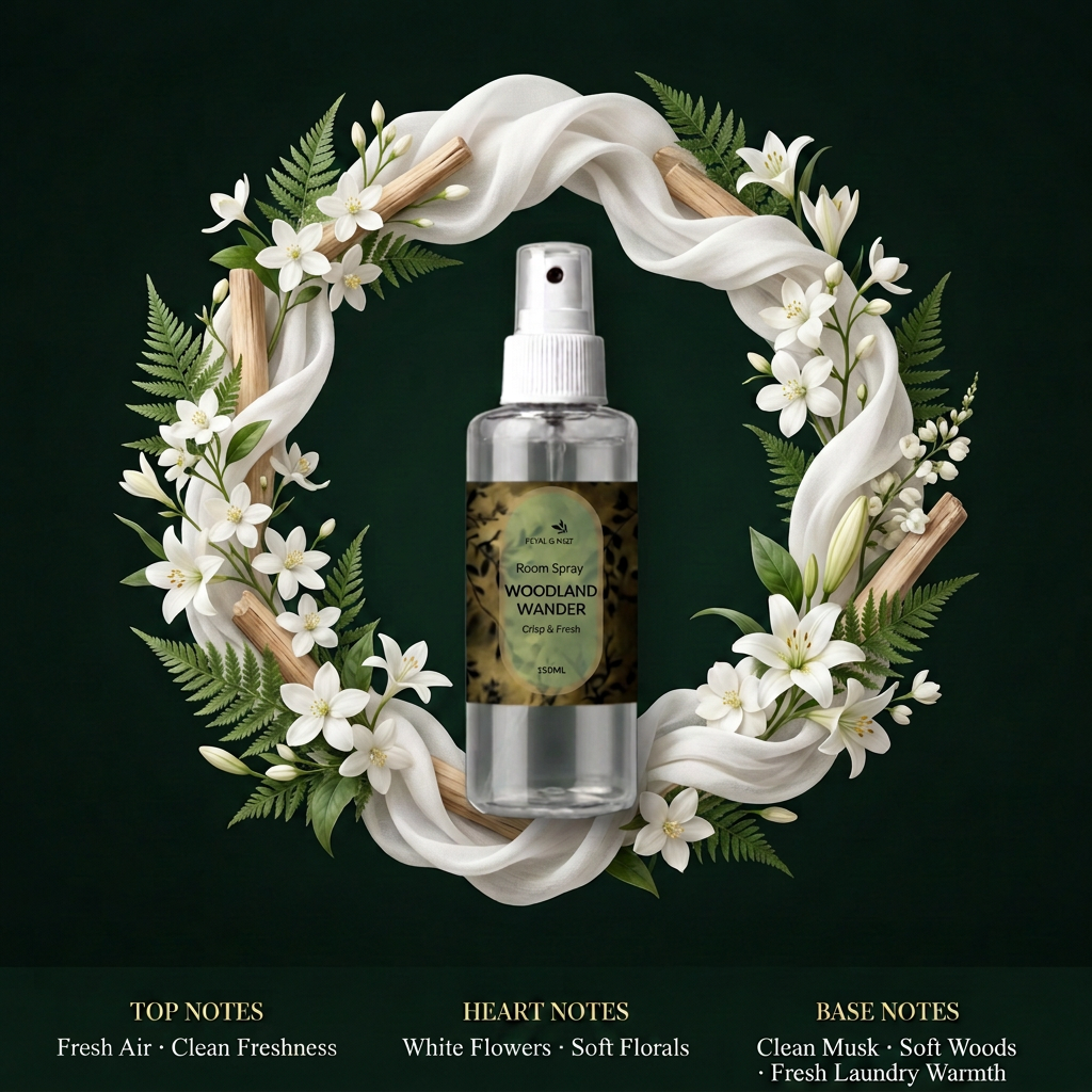 Woodland Wander Room Spray scent-notes picture with updated bottle